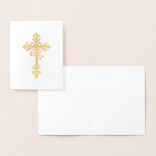 Elegant Catholic Gold Christian Cross Religious  Foil Card