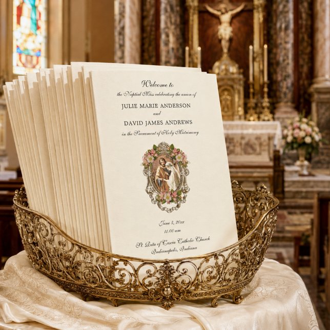 Elegant Catholic Latin Mass Wedding Program (Creator Uploaded)