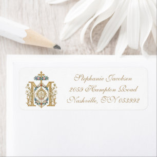 Elegant Catholic Marian Monogram Floral