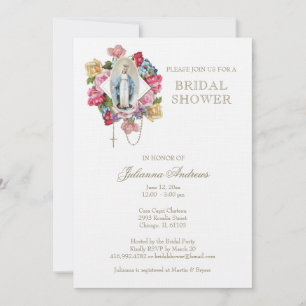 Elegant Catholic Mary  Bridal Shower Eucalyptus  I Invitation