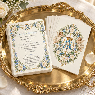 Elegant Catholic May Crowning Marian Monogram Invitation
