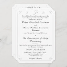 Elegant Catholic Monogrammed Wedding Invitation