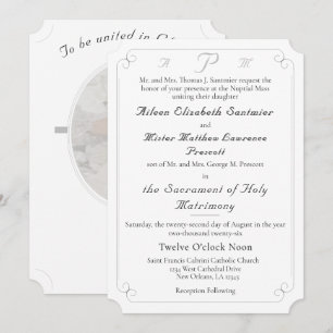 Elegant Catholic Monogrammed Wedding Invitation