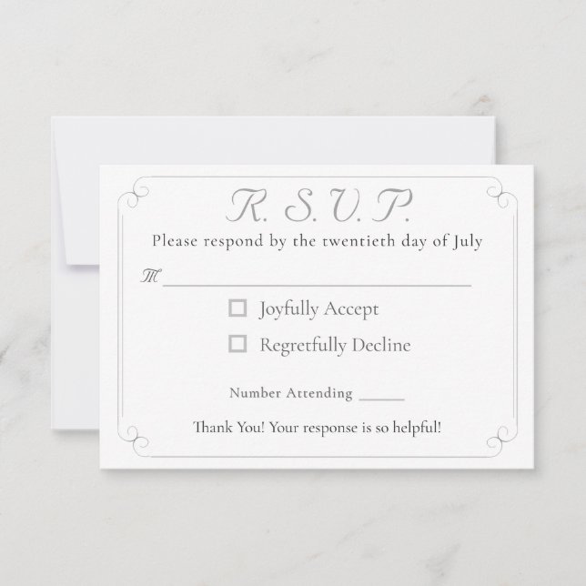 Elegant Catholic Monogrammed Wedding Response Card (Front)