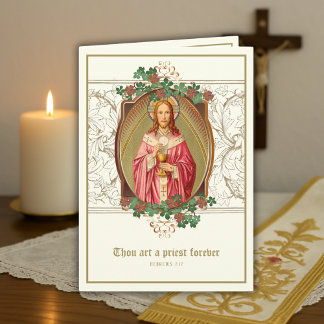Elegant Catholic Priest Anniversary Ordination Card