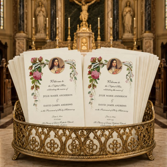 Elegant Catholic Traditional Mass Wedding Program (Creator Uploaded)