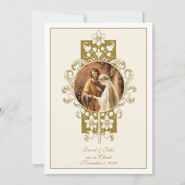Elegant Catholic Vintage  Wedding Invitation (Front)