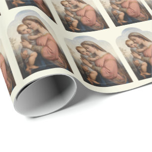 Elegant Catholic Virgin Mary Baby Jesus Vintage  Wrapping Paper