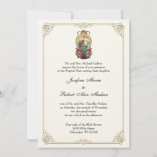 Elegant Catholic Virgin Mary Jesus Wedding  Invitation