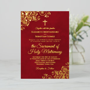 Elegant Catholic Wedding Crimson Red & Gold