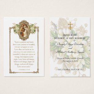 Elegant Catholic Wedding Floral Prayer Card