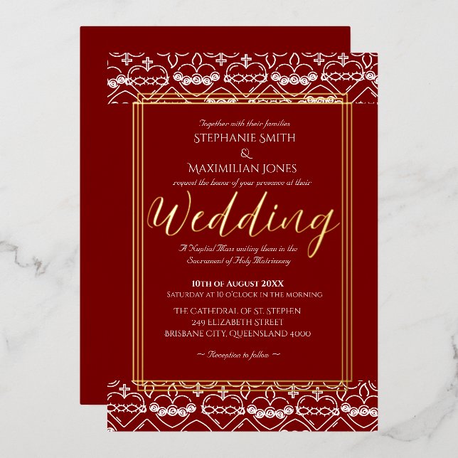 Elegant Catholic Wedding Invitation (Front/Back)