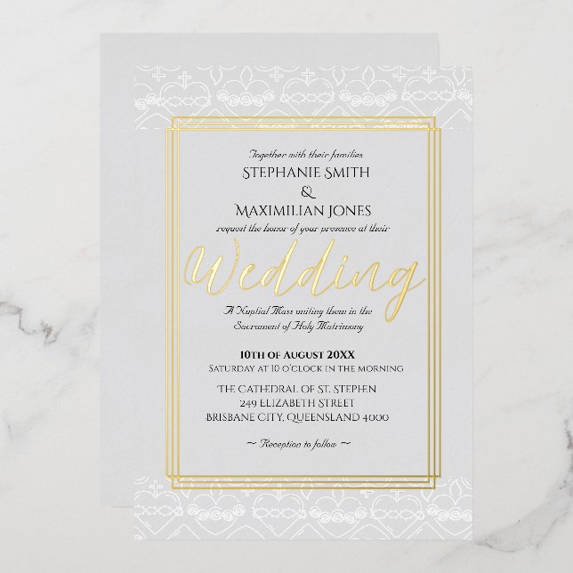 Elegant Catholic Wedding Invitation (Front/Back)