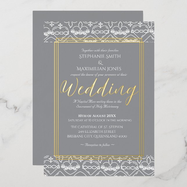 Elegant Catholic Wedding Invitation (Front/Back)