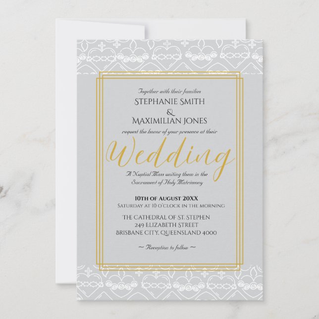 Elegant Catholic Wedding Invitation (Front)