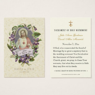 Elegant  Catholic Wedding  Jesus Prayer Card