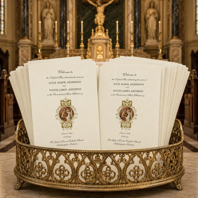 Elegant Catholic Wedding Latin Mass Program Card (Creator Uploaded)