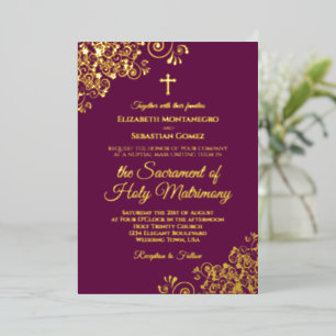Elegant Catholic Wedding Magenta Plum & Gold