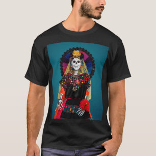 Elegant Catrina in Mexican Traditional Attire T-Shirt