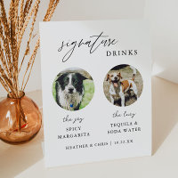 Elegant Cats and Dogs Signature Drinks Wedding Bar