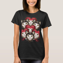 Elegant Cats and Hearts Women's T-Shirt