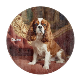 Elegant Cavalier King Charles Personalised Glass Cutting Board