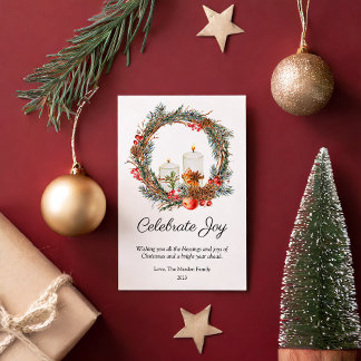 Elegant Celebrate Joy Christmas Flat Holiday Card