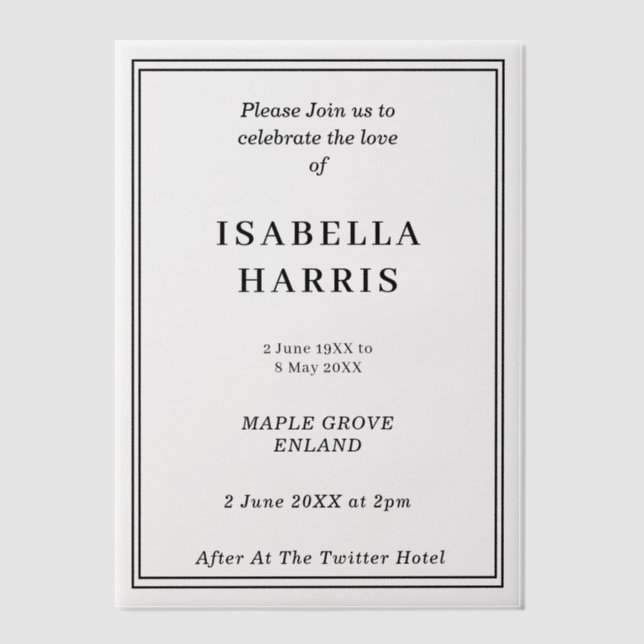 Elegant Celebration of Life Design Vellum Invitations (Front)