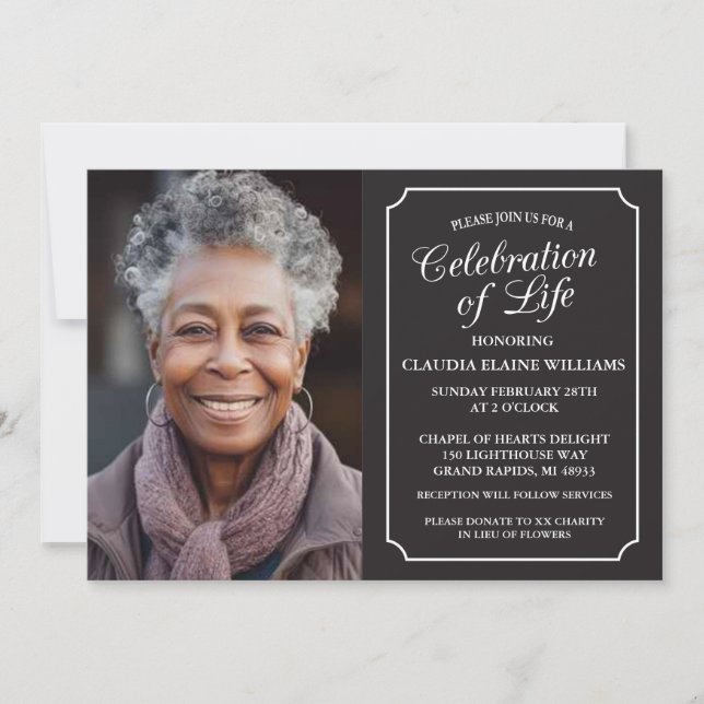 ELEGANT CELEBRATION OF LIFE FUNERAL INVITATION (Front)