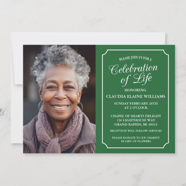 ELEGANT CELEBRATION OF LIFE FUNERAL INVITATION (Front)