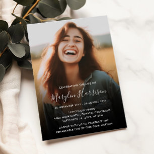 Elegant Celebration of Life Funeral Memorial Photo Invitation
