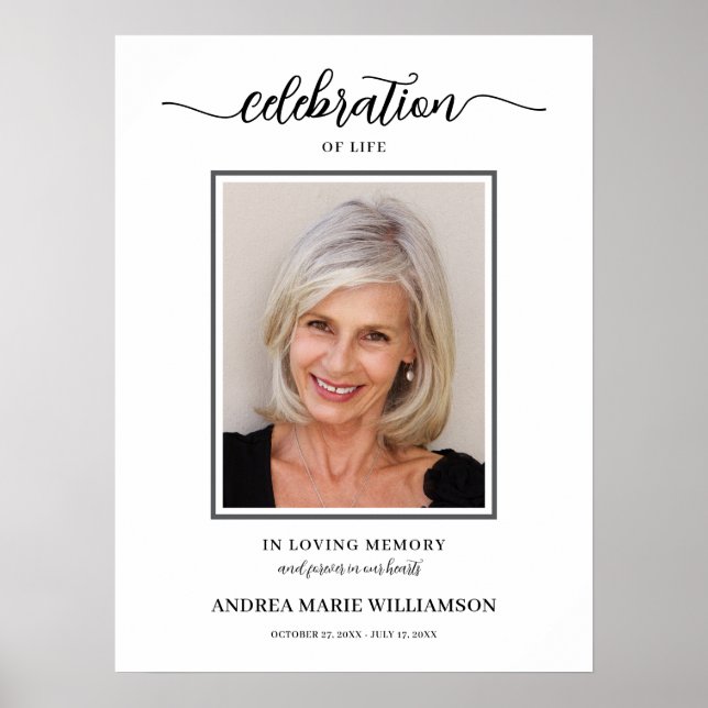 Elegant Celebration of Life Funeral Memorial Poster (Front)