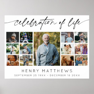 Elegant Celebration of Life Funeral Photo Collage  Poster