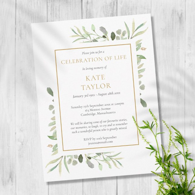 Elegant Celebration of Life Invitation Postcard (Creator Uploaded)