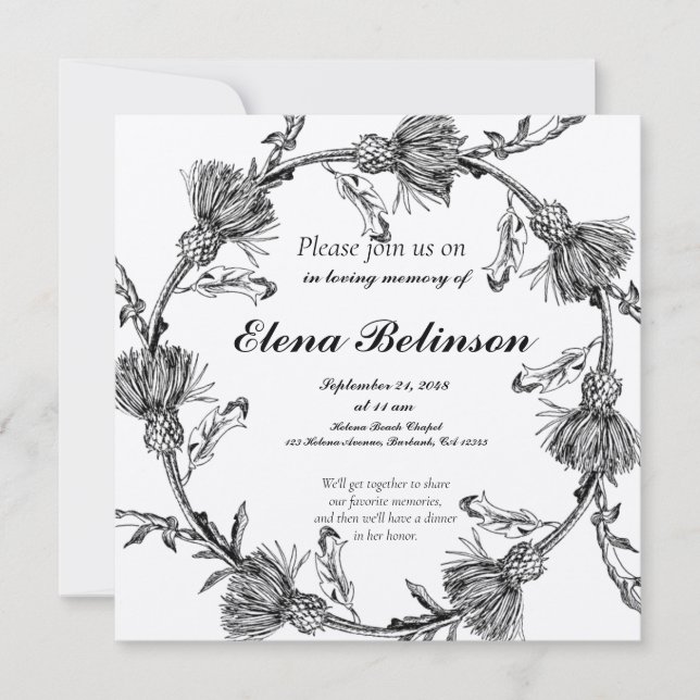 Elegant Celebration of Life Memorial funeral Invit Invitation (Front)