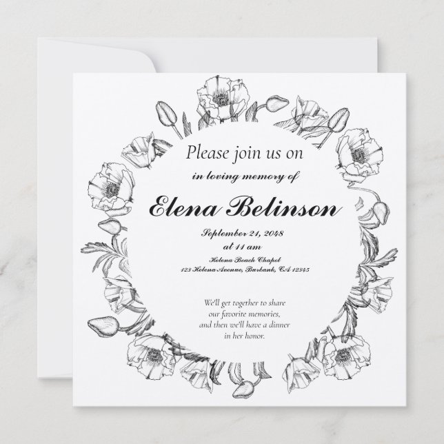 Elegant Celebration of Life Memorial funeral Invit Invitation (Front)