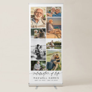 Elegant Celebration of Life Photo Collage Funeral  Retractable Banner