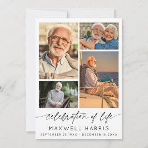 Elegant Celebration of Life Photo Collage Funeral  Thank You Card