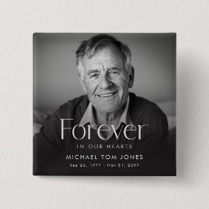 Elegant Celebration of Life Photo Funeral 15 Cm Square Badge