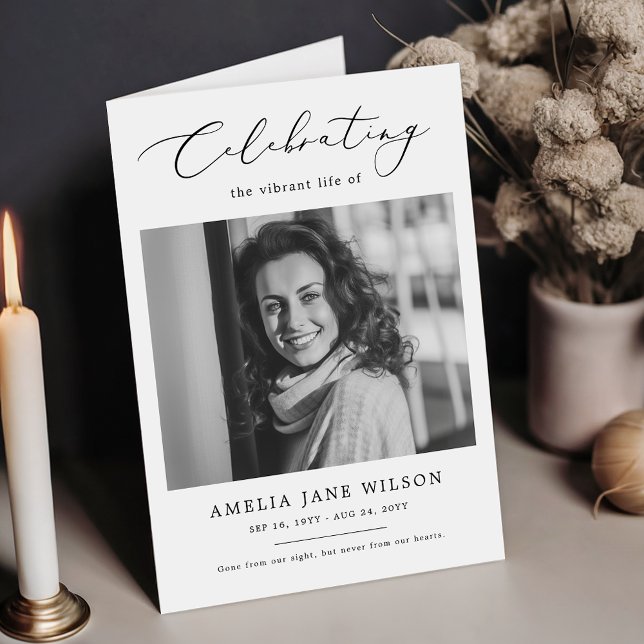 Elegant Celebration of Life Photo Funeral Folded Programme (Creator Uploaded)