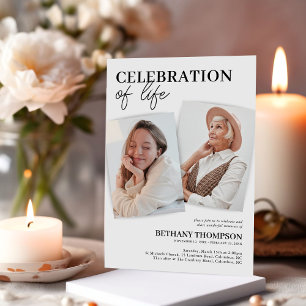Elegant Celebration of Life Photo Funeral Invitation