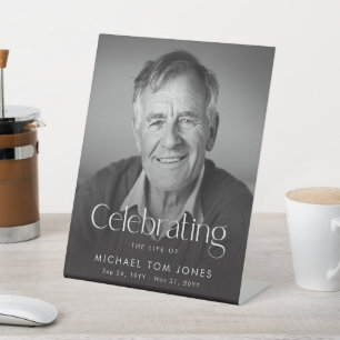 Elegant Celebration of Life Photo Funeral Pedestal Sign