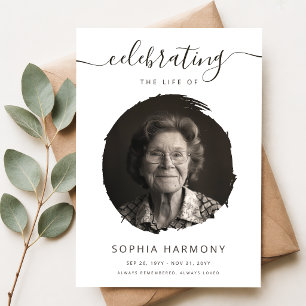 Elegant Celebration of Life Photo Funeral Program Card