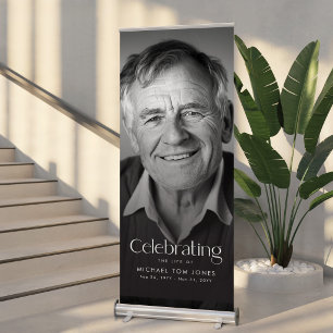 Elegant Celebration of Life Photo Funeral Retractable Banner