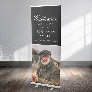 Elegant Celebration of Life Photo Funeral Retractable Banner