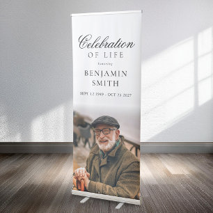 Elegant Celebration of Life Photo Funeral Retractable Banner