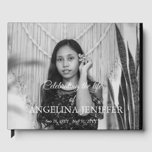 Elegant Celebration of Life Photo Memorial Funeral Guest Book