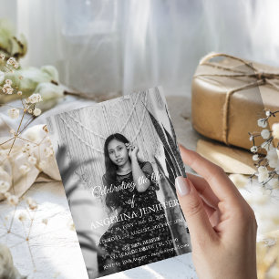 Elegant Celebration of Life Photo Memorial Funeral Invitation
