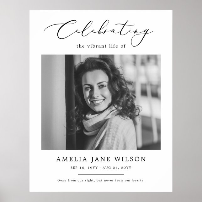 Elegant Celebration Of Life Photo Memorial Funeral Poster (Front)