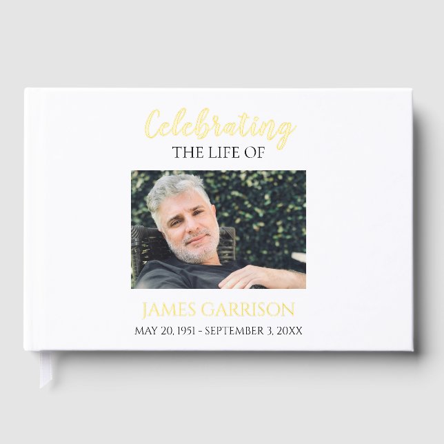 Elegant Celebration of Life Photo Memorial Guest Book (Front)